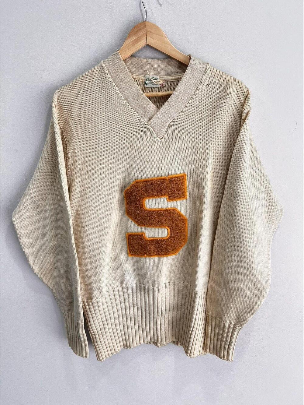 Vintage 1950s 60s Em Roe Sporting Goods Knit Sweater